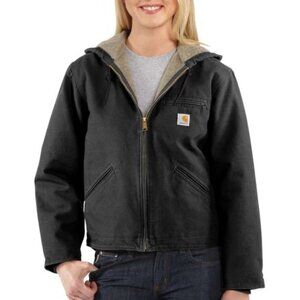 Carhartt Sherpa Lined Hooded Coat Loose Fit Black WJ141BLK Women's XXL